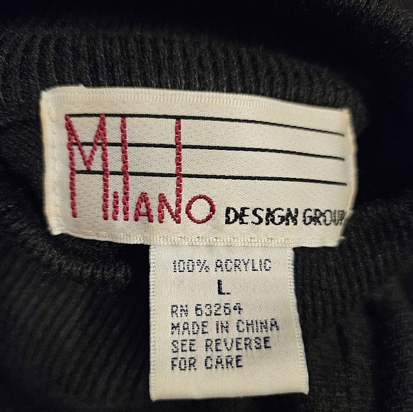 Milano design group black turtleneck long sleeve sweater stretch size L - Picture 5 of 6